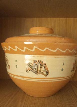 Глиняна миска макітра для вареників 2 л опішня ручний розпис