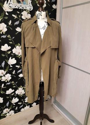 Крутой кэжуал тренч цвета хаки, оливковый базовый, накидка💚