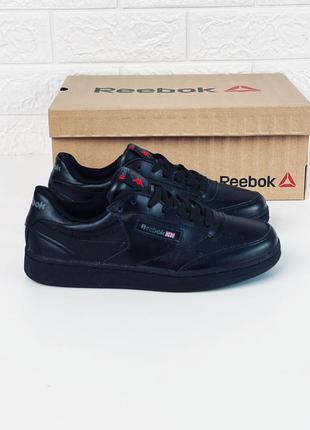 Кеды мужские кожаные reebok classic leather black кросовки рибок класик
