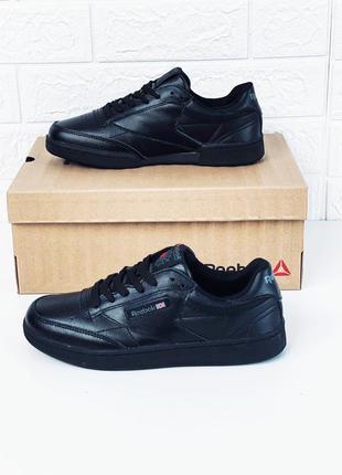 Кеды мужские кожаные reebok classic leather black кросовки рибок класик3 фото