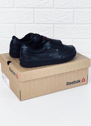 Кеды мужские кожаные reebok classic leather black кросовки рибок класик8 фото