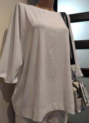 Вільна легка біла блузка сорочка кофточка3 фото