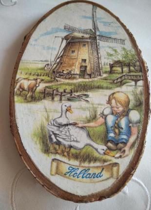 Картина декупаж на зрізі дерева голандія