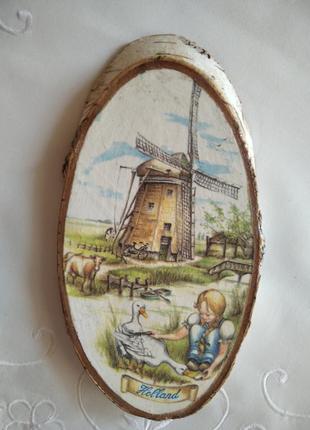 Картина декупаж на зрізі дерева голандія