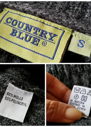 Шерстяной свитер на молнии горловина тройер винтаж country blue прямого свободного кроя свитшот шерсть4 фото