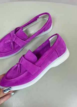 Лоферы rstyle малиновые мягкие удобные люкс натуральная кожа замш
