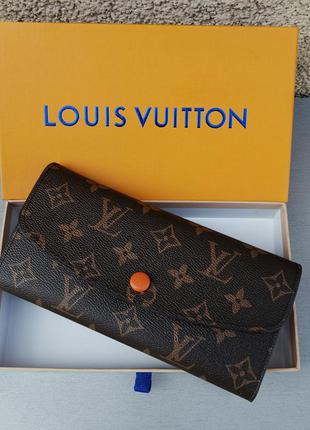 Louis vuitton гаманець жіночий коричневий з помаранчевим у фірмовій коробці