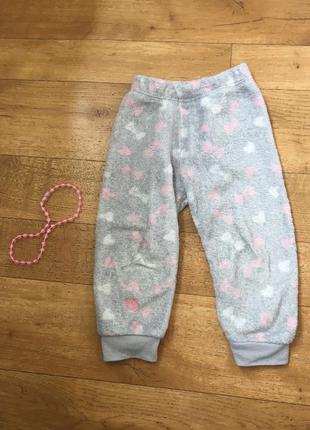 Тёплые штанишки на девочку 2-3 года сердечки