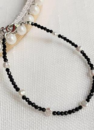 Браслет з кришталю і натуральних перлин / браслет з кришталю і натуральних перлин