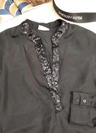 Тонкая легкая чёрная блузка рубашка кофточка4 фото