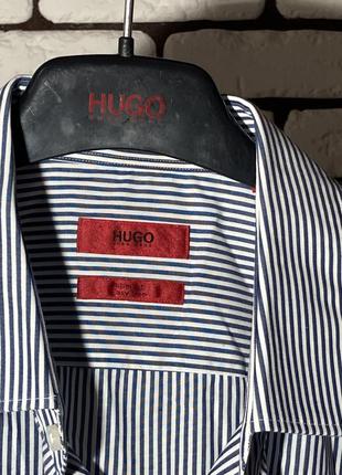 Біла сорочка в синю смужку hugo boss2 фото
