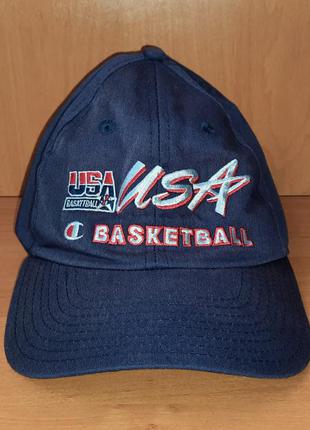 Синяя винтажная кепка-бейсболка champion usa basketball vintage