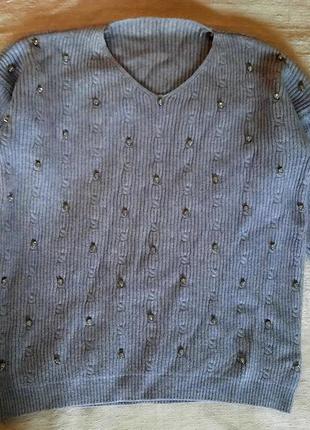 Серый    вязаный свитер3 фото