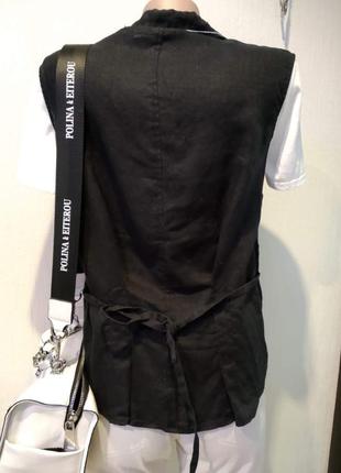 Натуральный лен чёрная стильная блузка рубашка кофточка4 фото