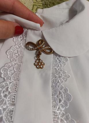 Шкільний комплект спідниця з мереживом + біла блуза5 фото