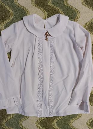 Шкільний комплект спідниця з мереживом + біла блуза4 фото