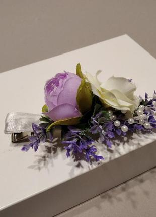 Шпилька для волосся з квітами, фіолетова шпилька для волосся4 фото