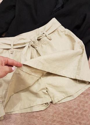 Крутые юбкв шорты  из смесового льна7 фото