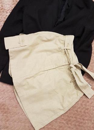 Крутые юбкв шорты  из смесового льна6 фото
