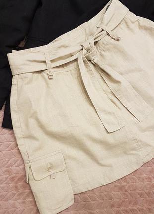 Крутые юбкв шорты  из смесового льна4 фото