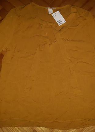 Новая горчичная блуза с бантом от h&m! p.-42