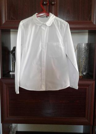 Белоснежная рубашка ,блузка школьная хлопковая подростковая topshop индия1 фото
