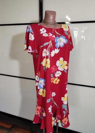 Next красивое красное свободное платье в цветы uk164 фото