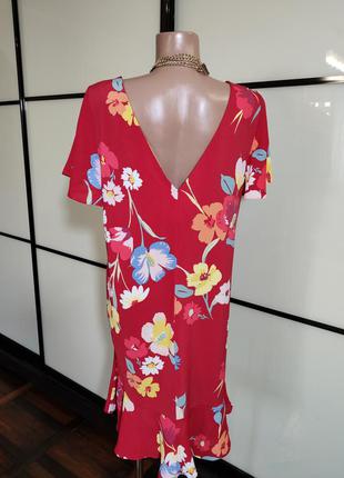 Next красивое красное свободное платье в цветы uk167 фото