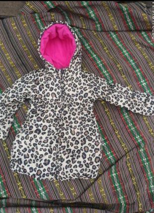 Куртка зимняя  еврозима демисезонная курточка для девочки на флисе леопард