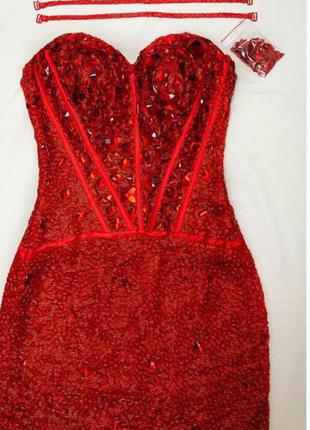 Платье  красное в камнях, камни, бисер jovani1 фото