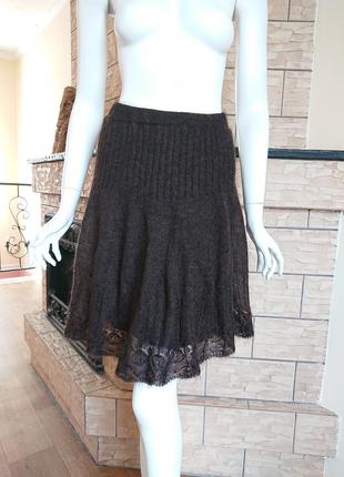 Итальянская ажурная вязанная шерстяная юбка мохер kaos размер м2 фото