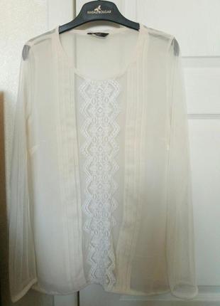 Белая ажурная блуза/блузка2 фото