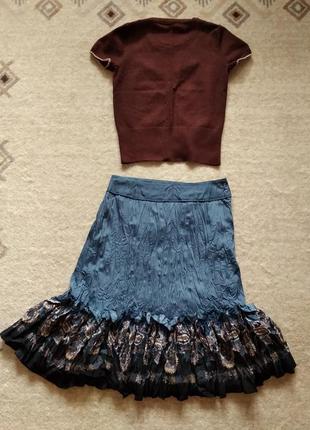 36-38р. комплект, трикотажная блузка и юбка-жатка2 фото