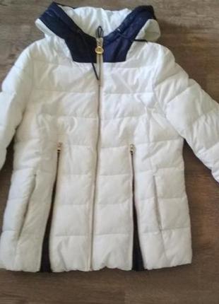 Куртка курточка пуховик белый теплый, размер 42