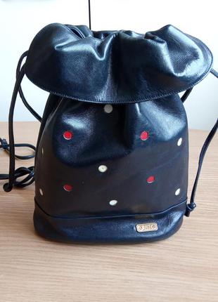 Кожаная сумка торба на затяжке на длинном ремешке италия натуральная кожа