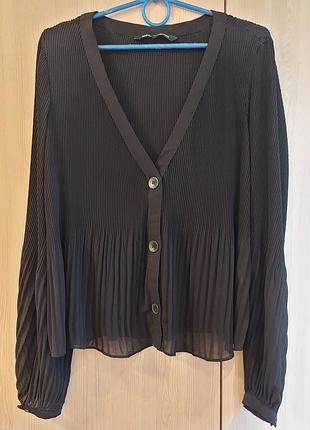 Плісирована чорна блуза блузка гофре zara