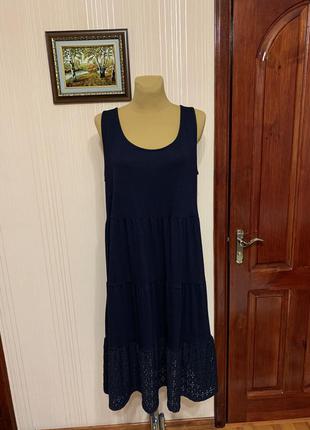 Нова ярусна  сукня темно-синього кольору