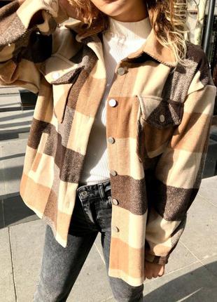 Женская теплая рубашка в клетку ( в расцветках)