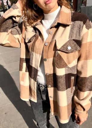 Женская теплая рубашка в клетку ( в расцветках)