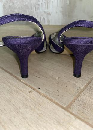 Фиолетовые слингбеки,киттен хилз,маленький каблук,шпилька,острый нос4 фото