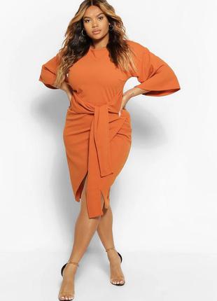 Сукня міді з запахом і рукавами-кімоно boohoo помаранчевий 🧡 легке 💭 елегантне💭1 фото