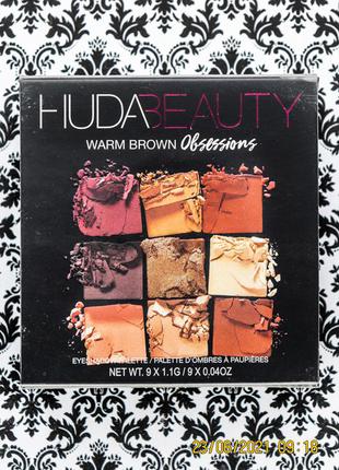 Палетка тіней huda beauty warm brown obsessions 10 г eyeshadow palette тіні для повік