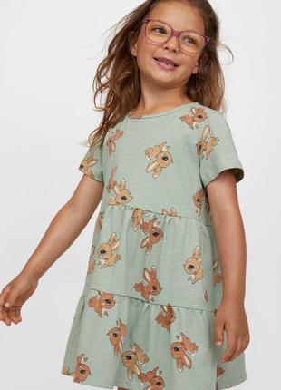 Классное платьице с зайчиками h&m