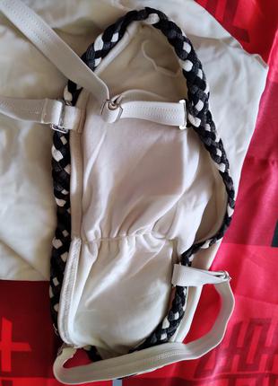 Белый купальник с черной плетенной вставкой в стиле валентино6 фото