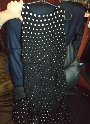 Платье женское чёрное в горошек6 фото