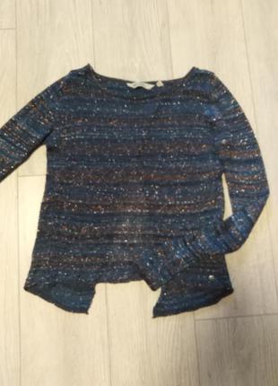 Синій светр з люрексом з разлетайкой спинкою1 фото