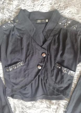 Болеро укороченый пиджак чёрный трикотаж