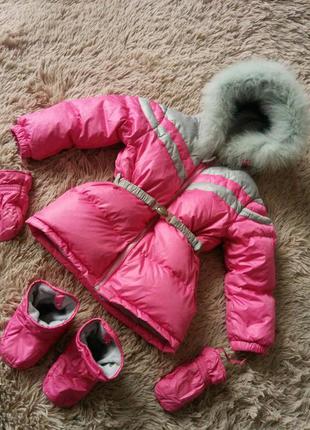 Фiрмовий пуховик на флiсi для дiвчинки 2р.