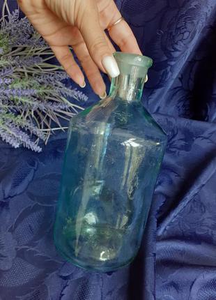 Бутылка ссср советский винтаж толстостенное купоросное стекло для интерьера клеймо бутыль1 фото