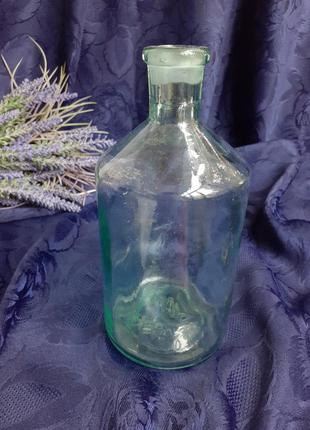 Бутылка ссср советский винтаж толстостенное купоросное стекло для интерьера клеймо бутыль2 фото